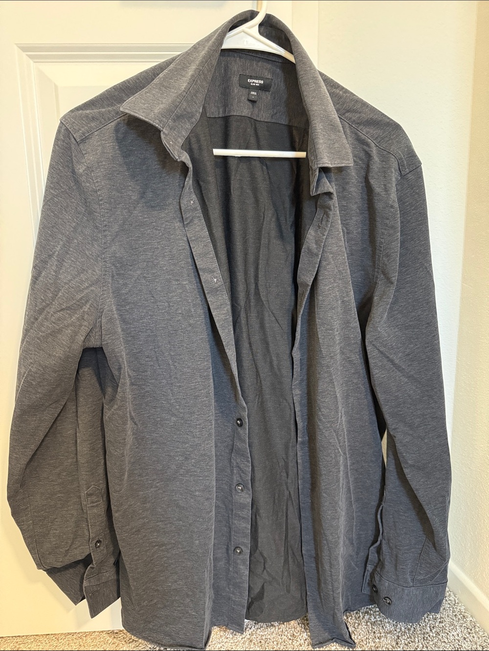 Express Men's Charcoal Gray Lightweight Button-Up Shirt Jacket